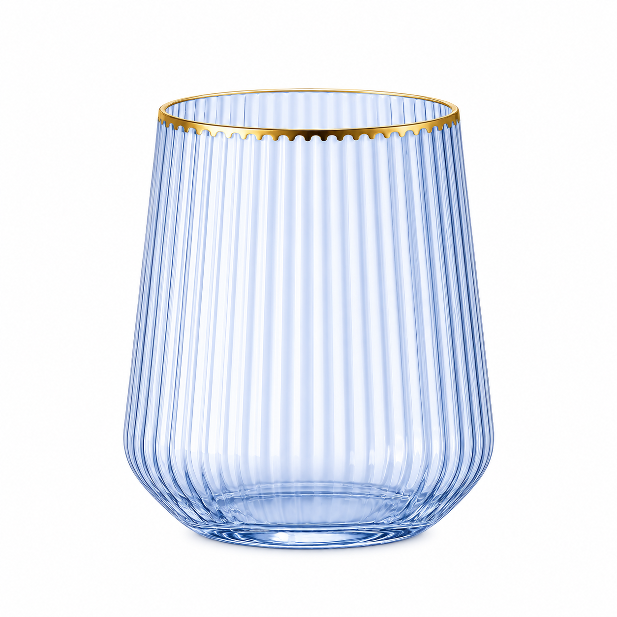 Stemless Wine Glasses 12oz Blue/Gold 'Superior' 8/6's