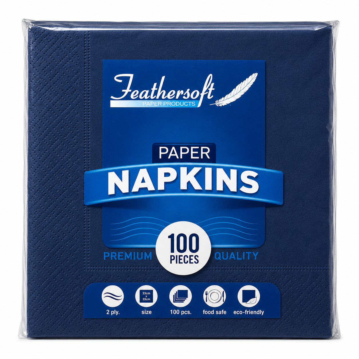 Premium Napkins Dark Blue 33cm 'Feathersoft' 20/100's