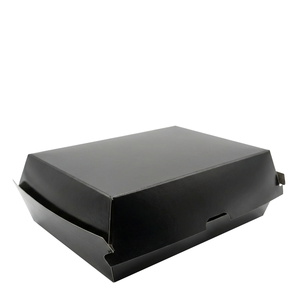 Black Foil Lined Paper Lunch Boxes 23.0cm x 15.7cm x 8.2cm 200/CS