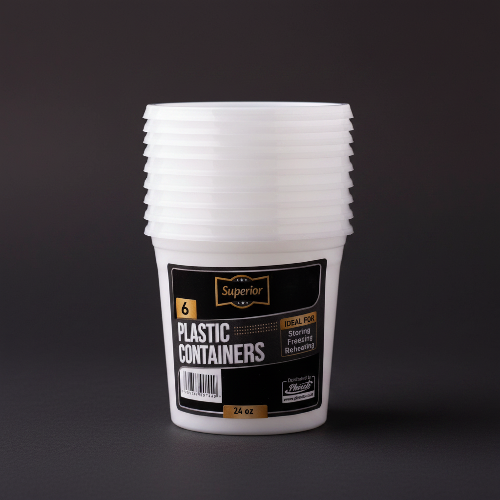 Plastic Containers Packed 24oz Round Clear 'Superior'