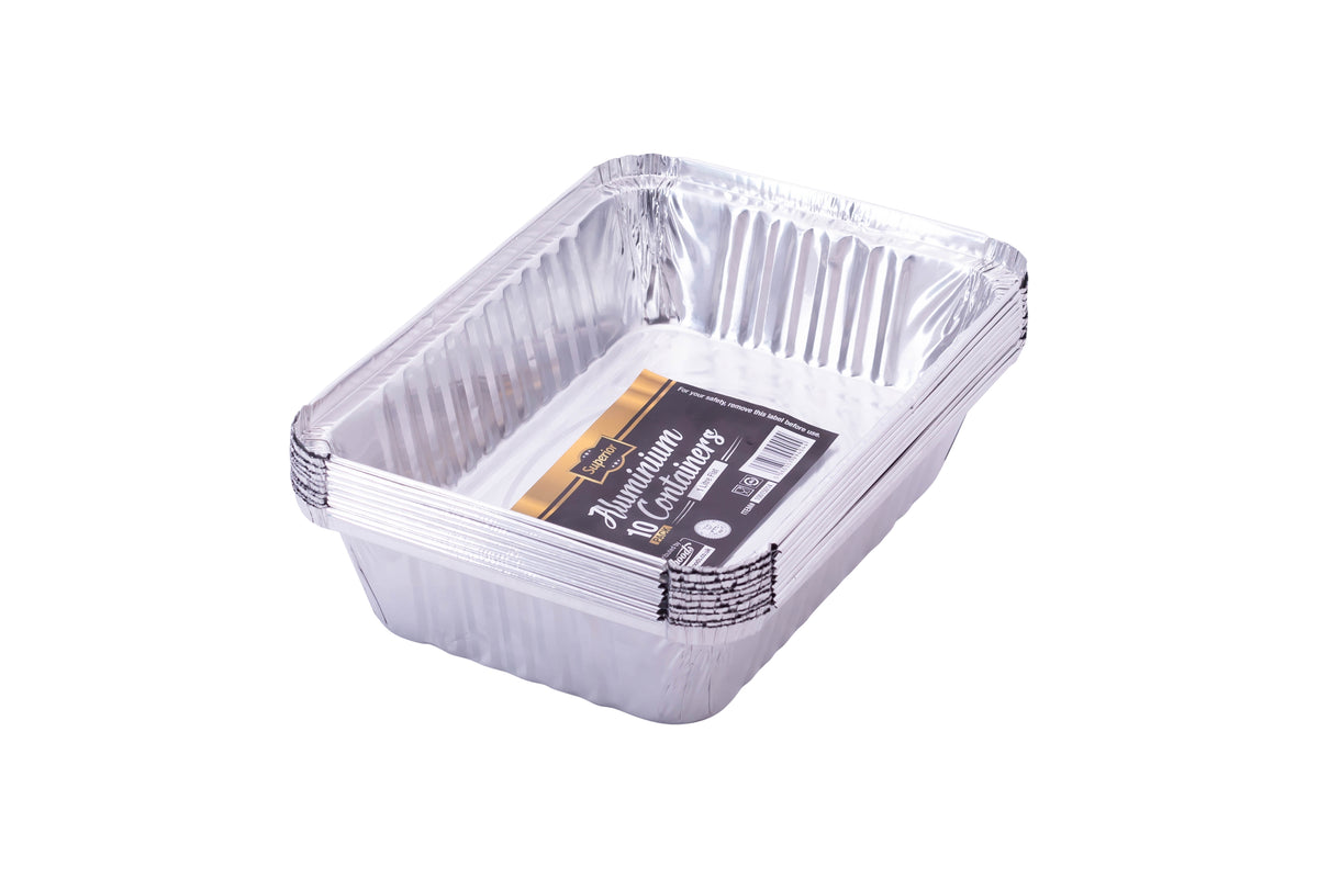 Packed Aluminium Containers 1 Litre Flat (2 1/4lb-1000ml) 'Superior'