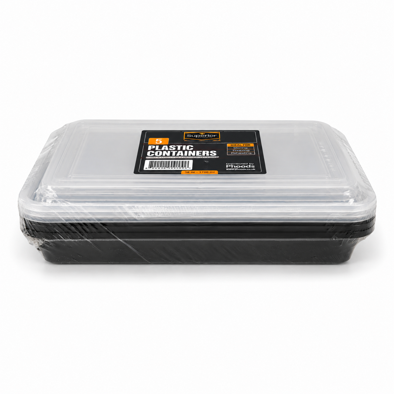 Plastic Containers Black Base With Clear Lid 58oz 8/5s