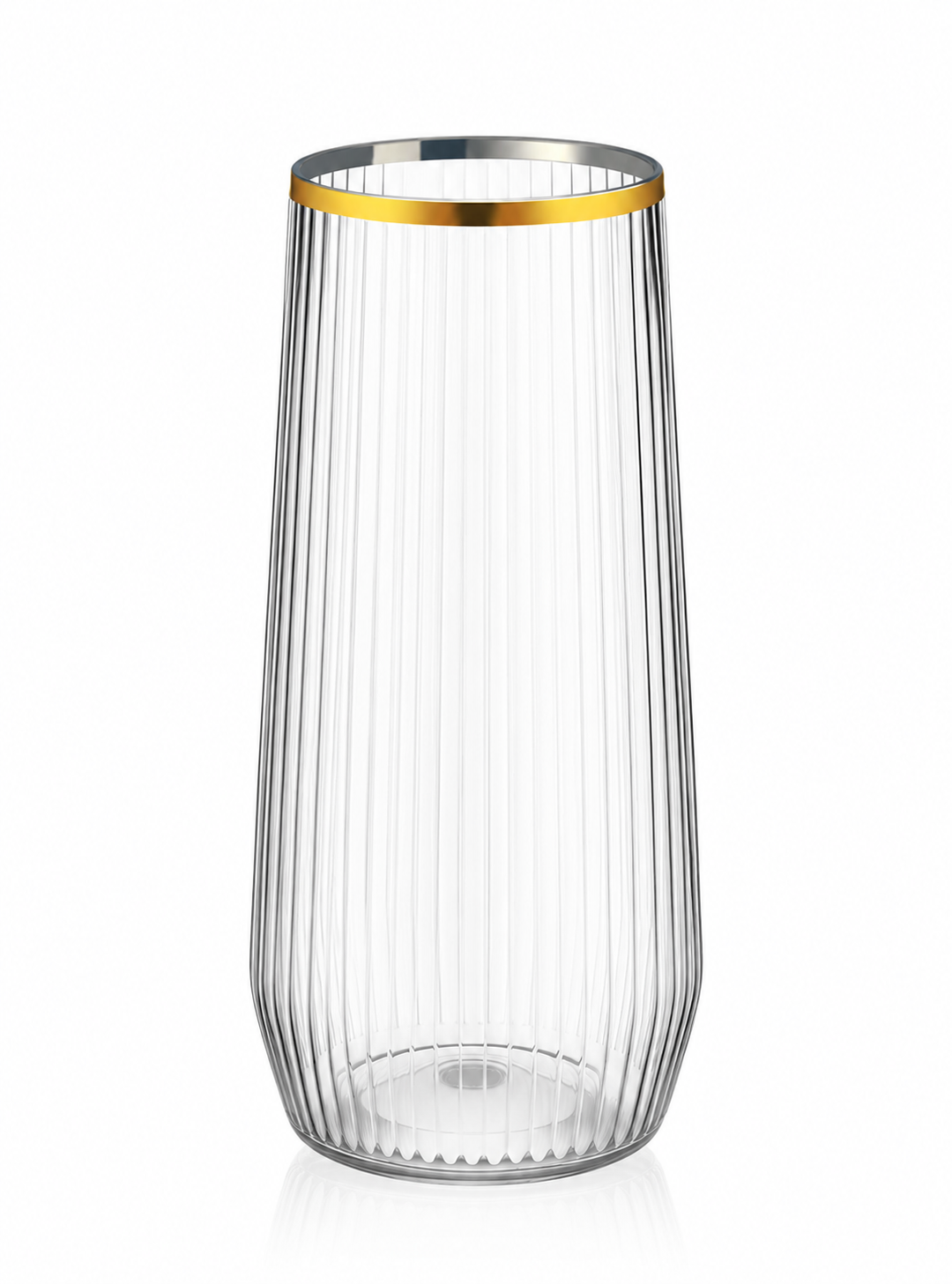 Stemless Tall Wine Glasses 9oz Clear/Gold 'Superior' 8/6's