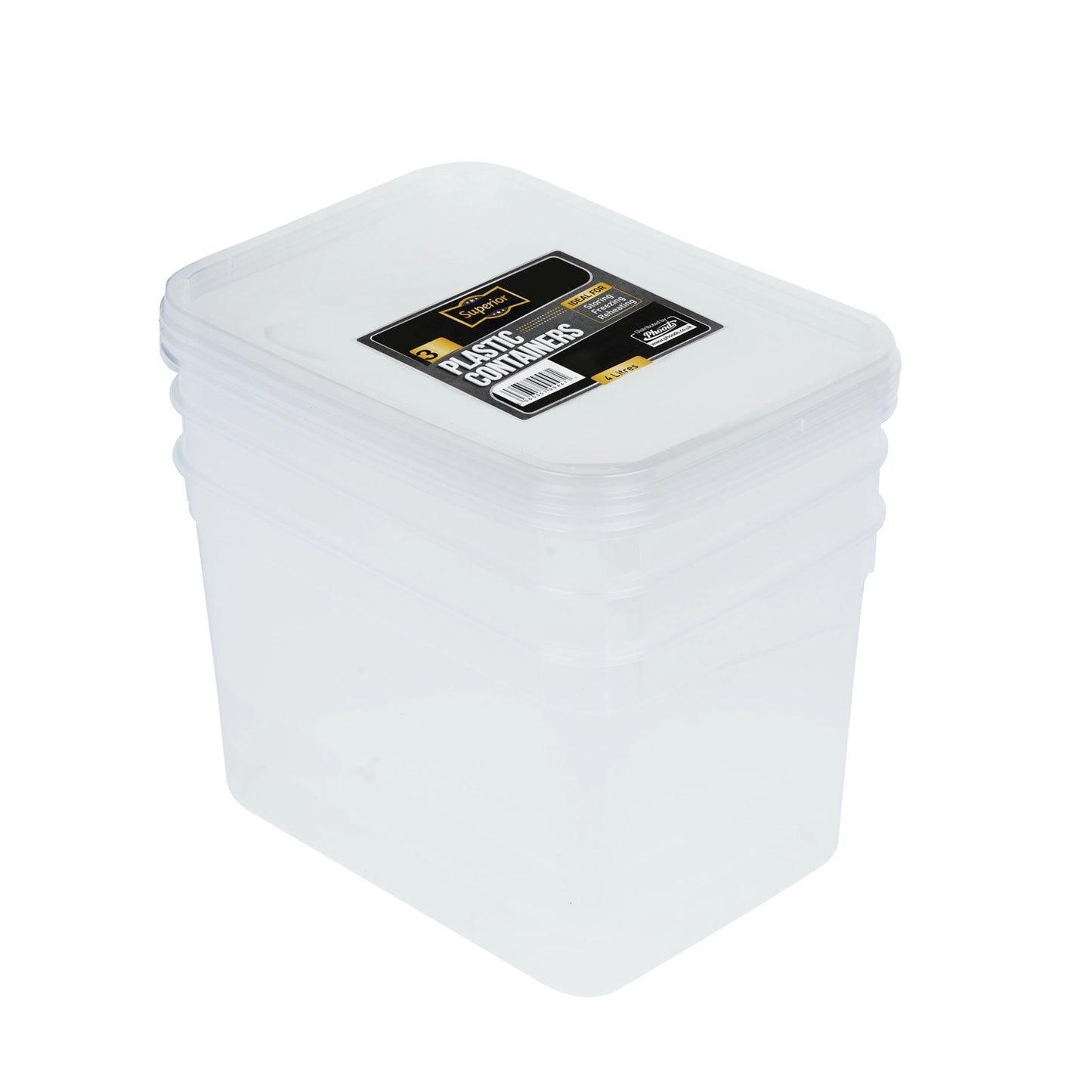 Plastic Containers Rectangle 4 Litre with Lids
