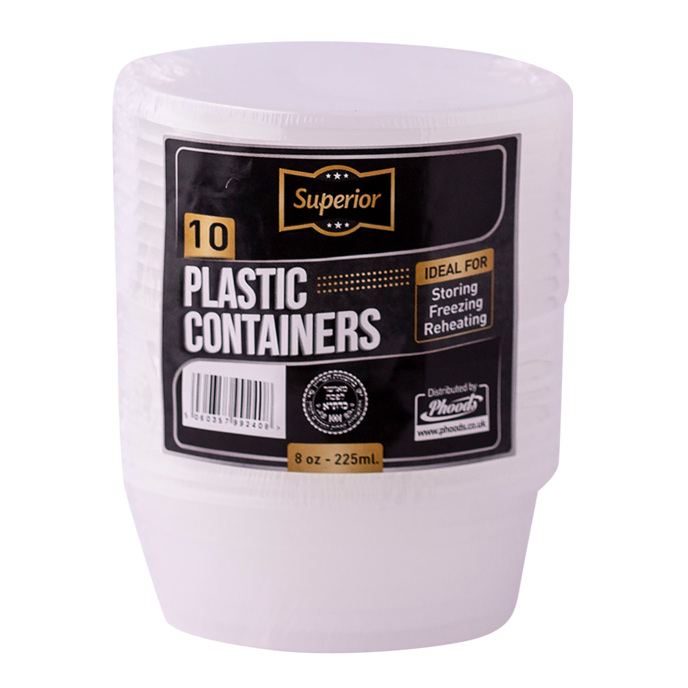 Plastic Containers Packed 8oz Round Clear 'Superior' 8/20's