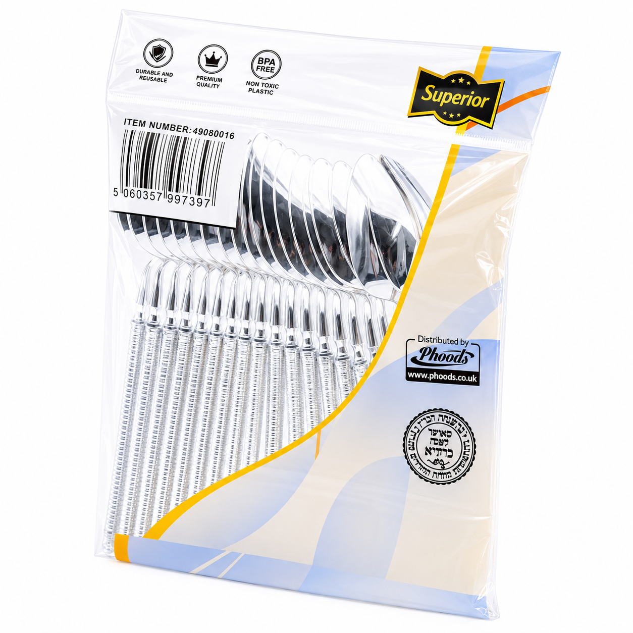 Superior Ribbed Teaspoons Silver 50/20's