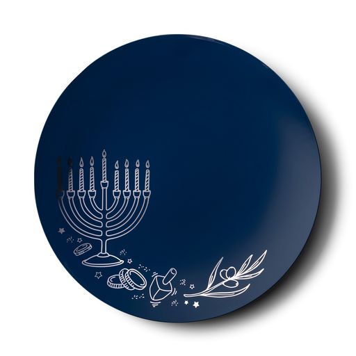 Round Plates 7" Blue/Silver 'Decor'