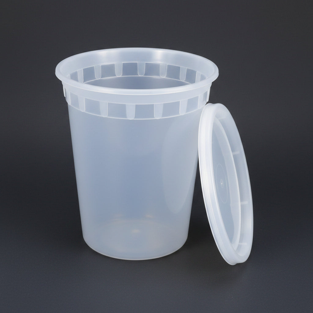 Plastic Containers & Lids 32oz Round Clear 'SealPro'