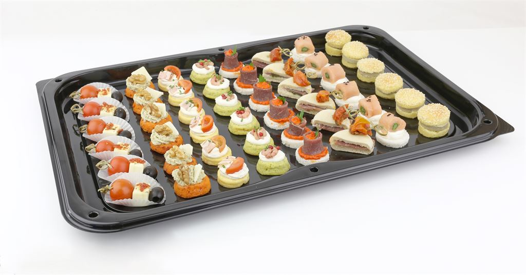 Plastic Black Tray With Clear Lid Combo