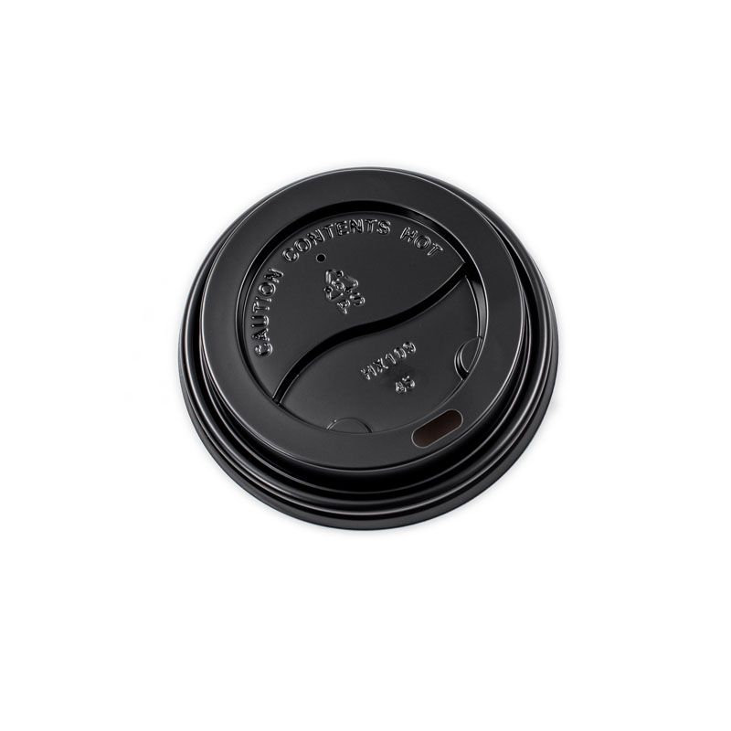 Plastic Black Sip Thru Dome Lids 12oz - 16oz