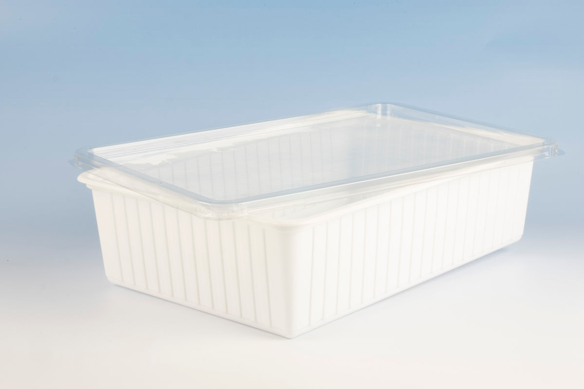 Plastic Containers (38x26x6cm) 4000cc Rect White 100/CS
