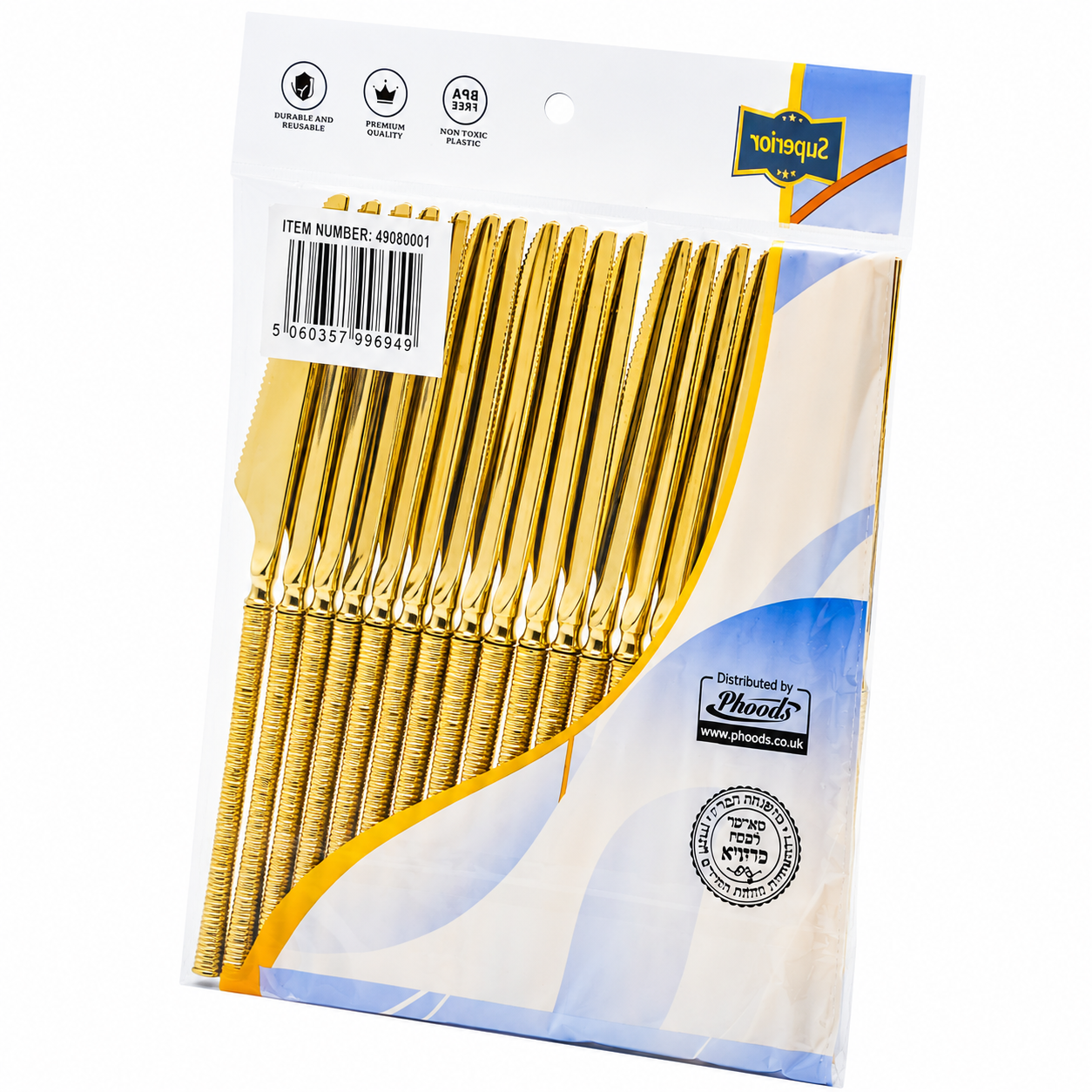 Superior Ribbed Knifes Gold 50/20's