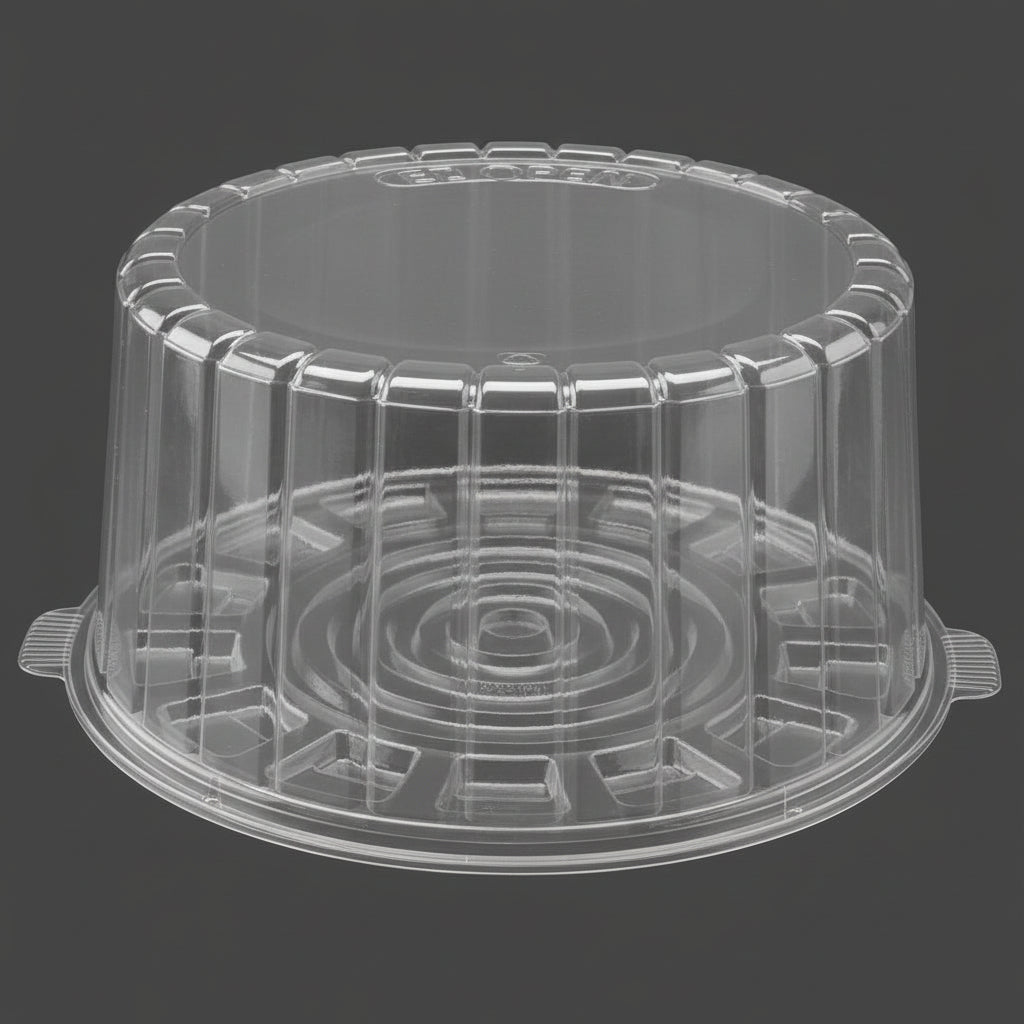 Plastic Clear Round Trays 9" With Clear Dome Lids