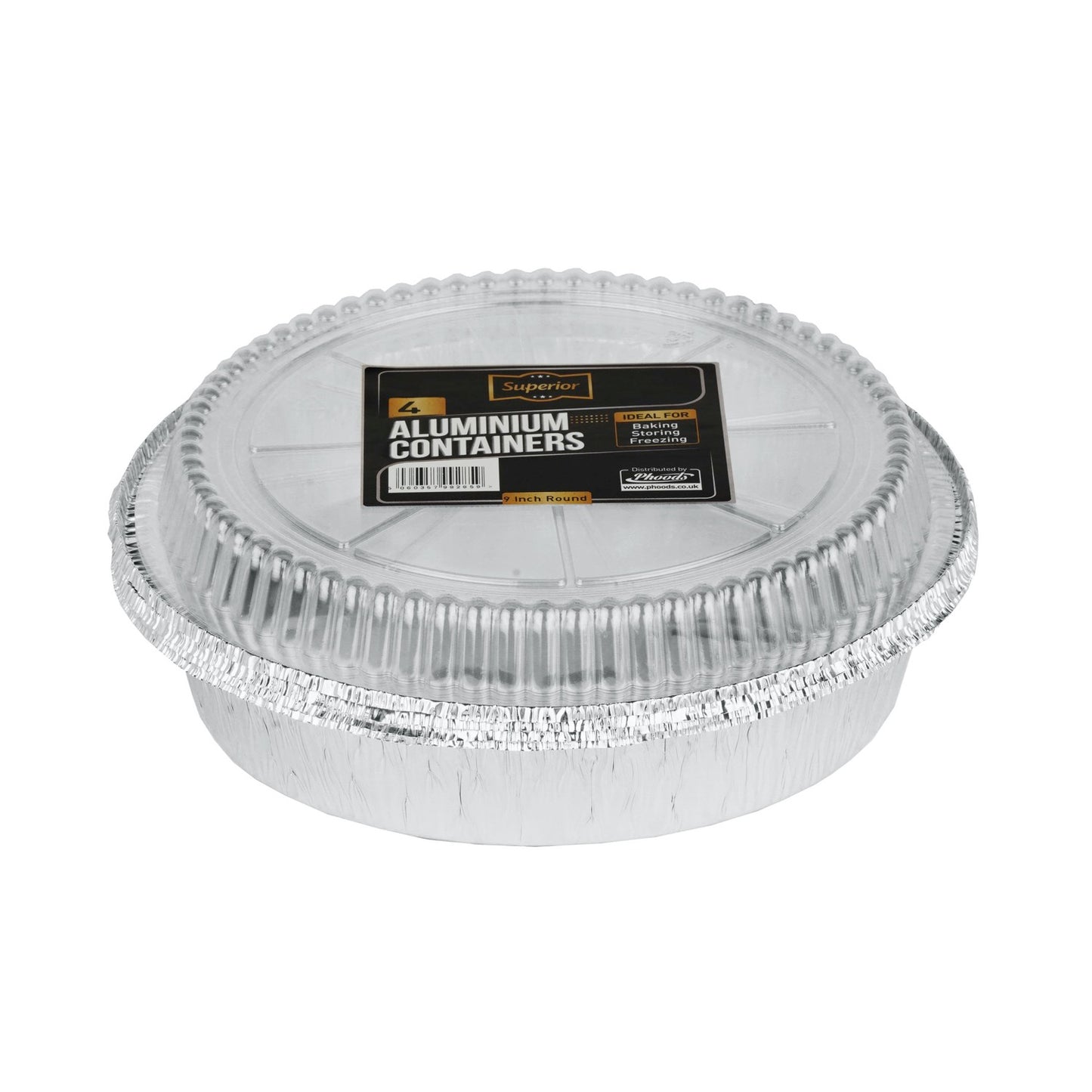 Aluminium Containers Packed 7" Round Foil with Dome Lid 'Superior'