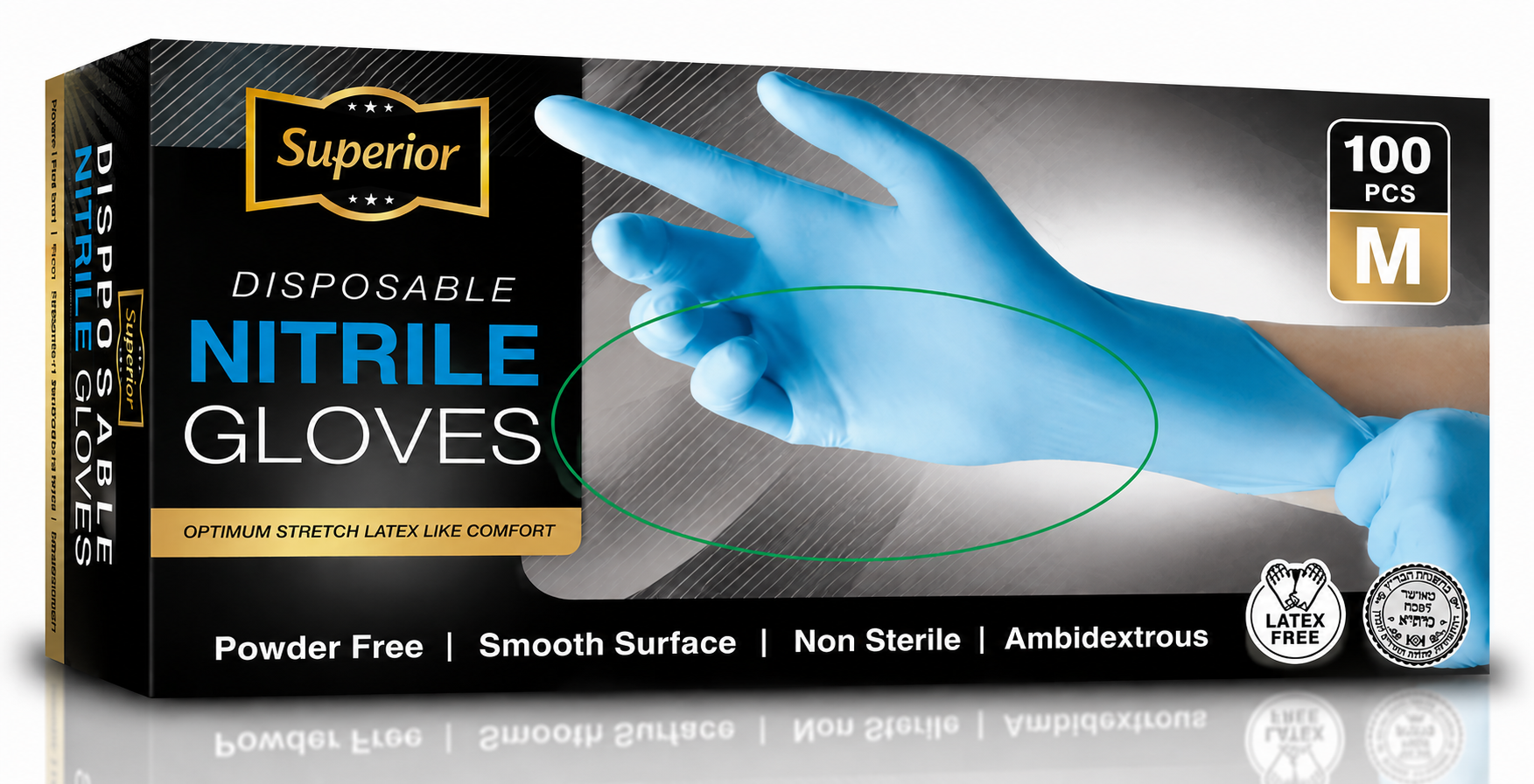 Nitrile Gloves Blue Medium 'Superior' 10/100's