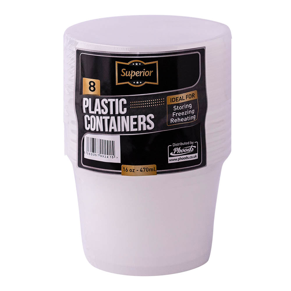 Plastic Containers Packed 16oz Round Clear 'Superior' (470m)  Φ11.5x8cm 15/8's