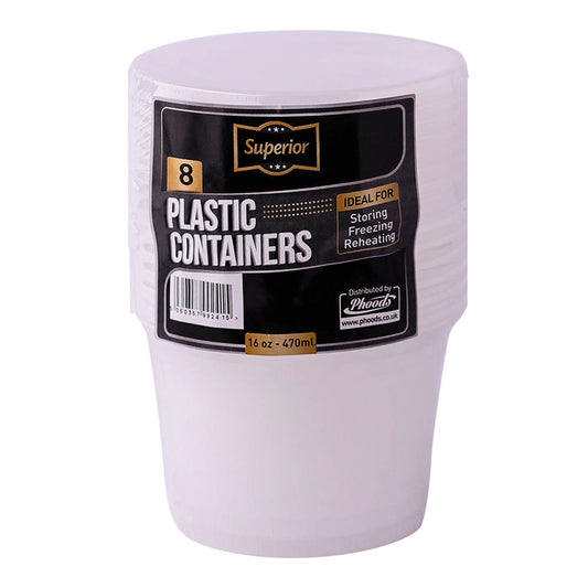 Plastic Containers Packed 16oz Round Clear 'Superior' 8/20's