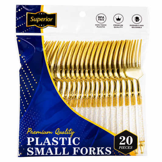 Superior Small Forks Gold Glitter Gold