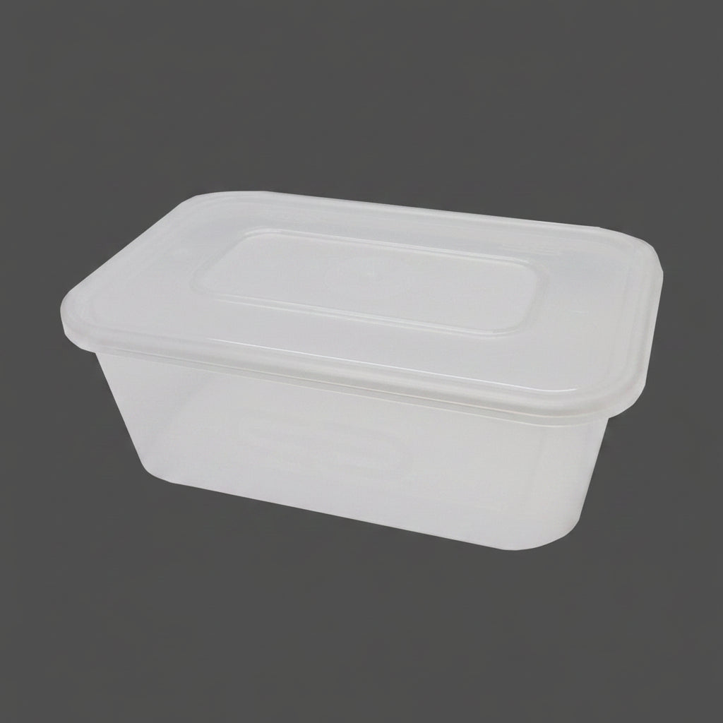 Plastic Containers & Lids 500cc Rect Clear 'Superior'