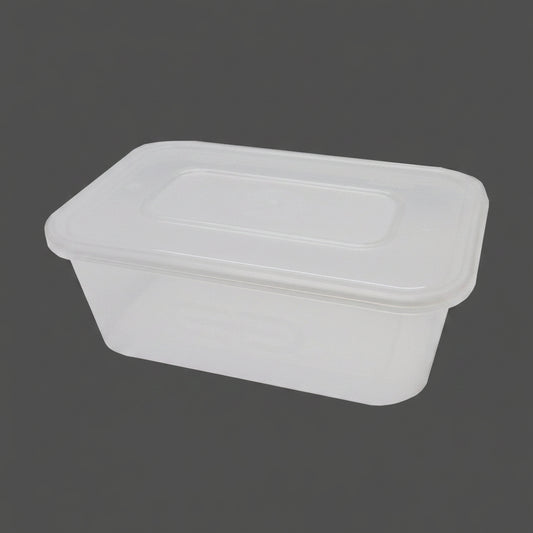 Plastic Containers & Lids 500cc Rect Clear 'Superior'