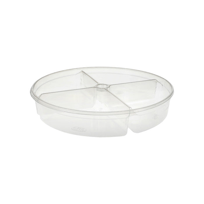 Plastic Clear Containers With Lids Combo 7" Round 32oz 4 Compartment