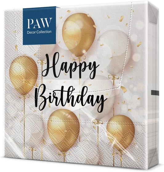 Design Napkins Gold Celebration 'Paw' 12/20's