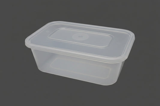 Plastic Containers & Lids 650cc Rect Clear 'Superior'