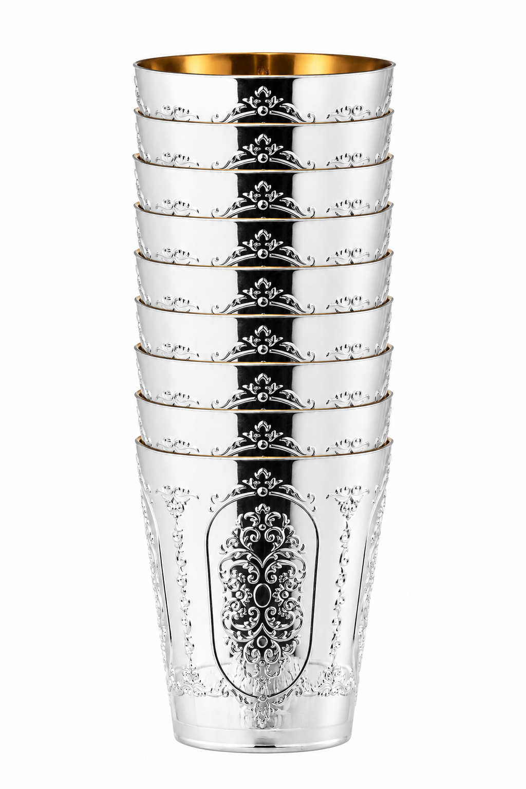 Plastic Kiddush Cups Round Silver Effect 'Superior' 24/10's