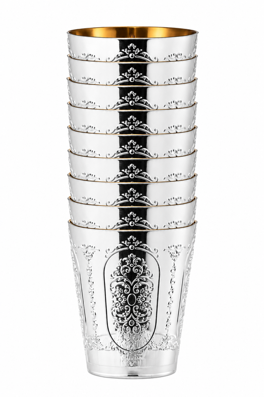 Plastic Kiddush Cups Round Silver Effect 'Superior' 24/10's