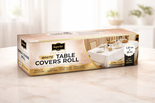 White Tablecloths Premium 54' (137cm) with Cutter 'Superior' 10/CS