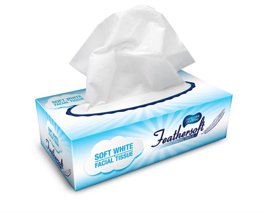 Soft White Facial Tissues 2ply 'Feathersoft'