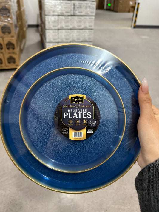 Plates 7'+10' Blue/Gold 10+10 'Superior'