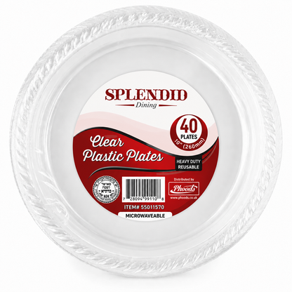 Plastic Plates Clear 10" 'Splendid Dining' 12/40's
