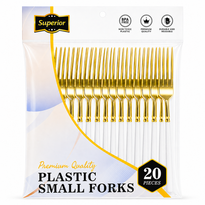 Superior Ribbed Small Forks Gold/White 50/20's