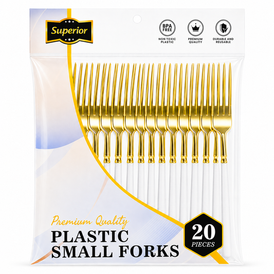 Superior Ribbed Small Forks Gold/White 50/20's
