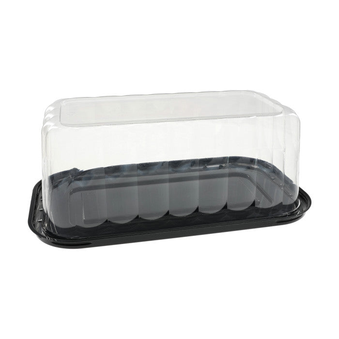 Plastic Cake Tray 4.25" Black Base With Clear Lids
