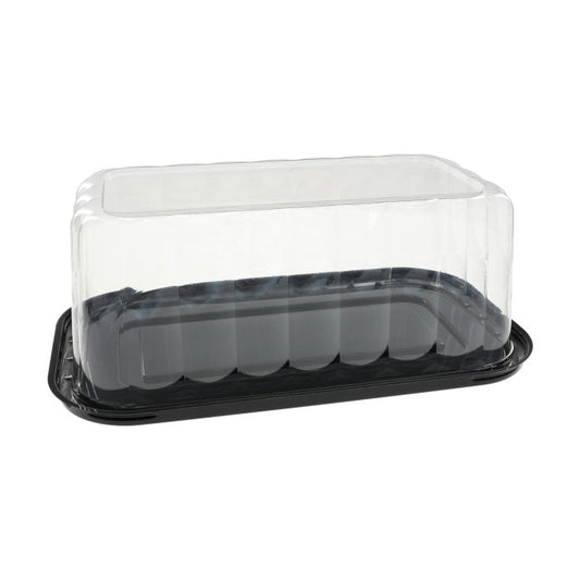 Plastic Cake Tray 4.25" Black Base With Clear Lids