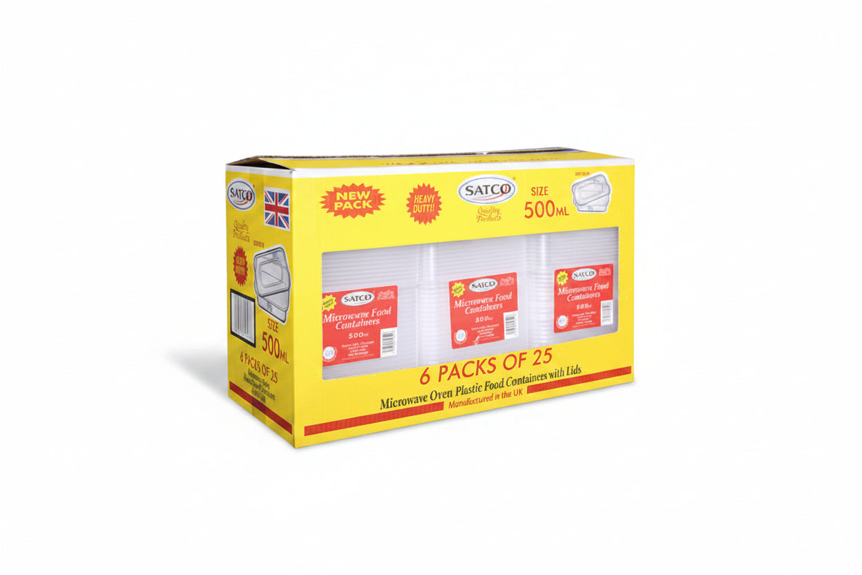 Plastic Containers & Lids 500cc Rect Clear 'Satco'