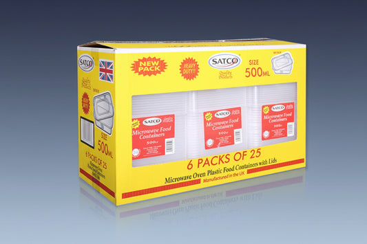 Plastic Containers & Lids 500cc Rect Clear 'Satco'