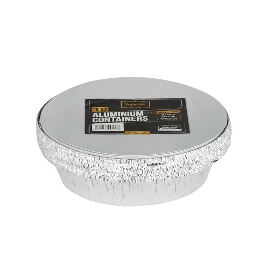 Aluminium Containers Packed 7" Round Foil 'Superior'