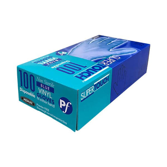 Vinyl Gloves Medium Blue Powder Free 'Supertouch'
