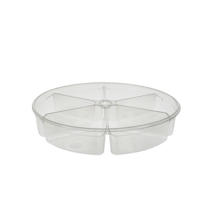 Plastic Clear Containers With Lids 9" Round 32oz 6 Compartment