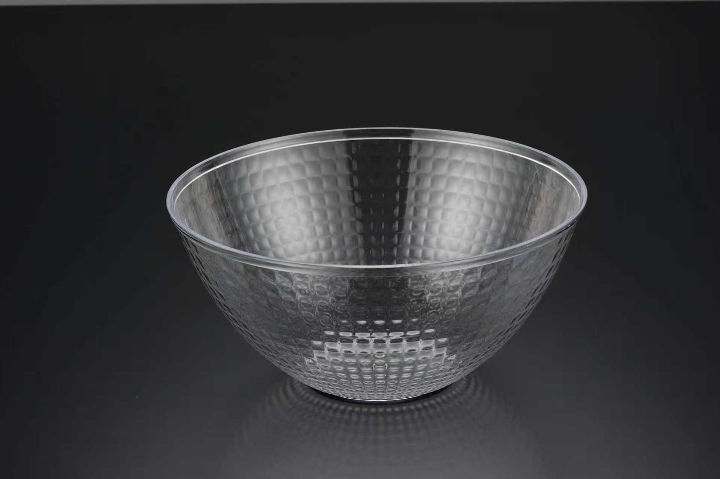 Plastic Clear Ribbed Round 9.5" Serving Bowl 64oz 50/CS