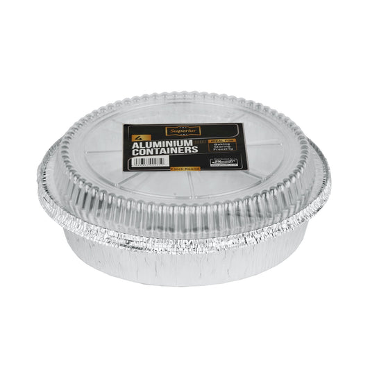 Aluminium Containers Packed 9" Round Foil with Dome Lids 'Superior'