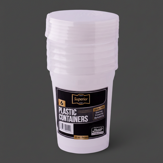 Plastic Containers Packed 32oz Round Clear 'Superior'