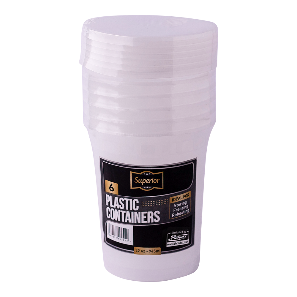 Plastic Containers Packed 32oz Round Clear 'Superior' 8/20's