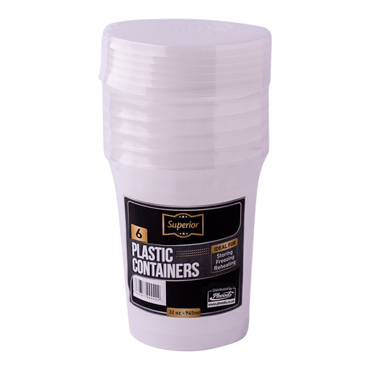 Plastic Containers Packed 32oz Round Clear 'Superior' 8/20's