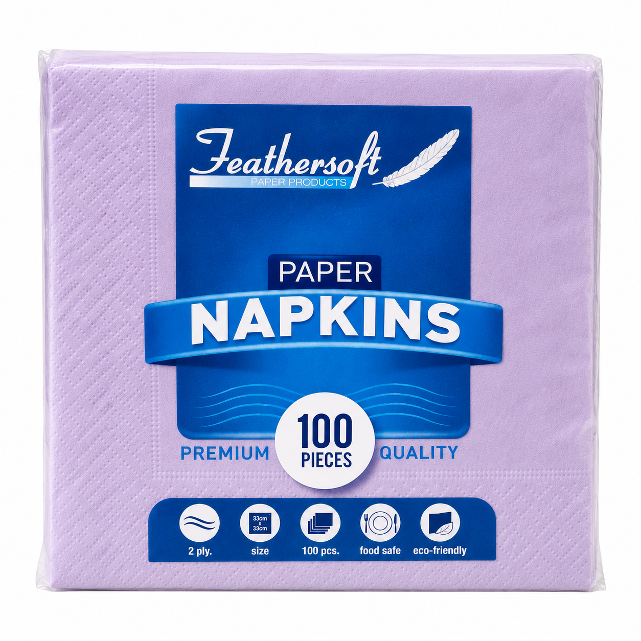 Premium Napkins Purple/Lilac 33cm 'Feathersoft' 20/100's