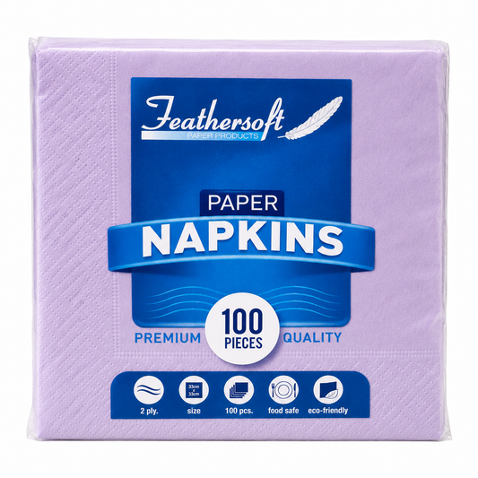 Premium Napkins Purple/Lilac 33cm 'Feathersoft' 20/100's