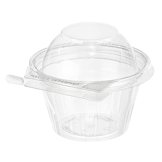 Plastic 8oz. 'Safety Fresh' Snack Cup Clear with Dome Lid (237ml) 8.9x8.9x8.6cm 272/CS